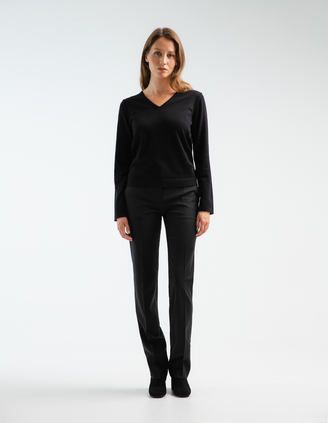 V-ringad Tröja Merinoull Svart S