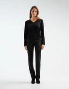 V-ringad Tröja Merinoull Svart S