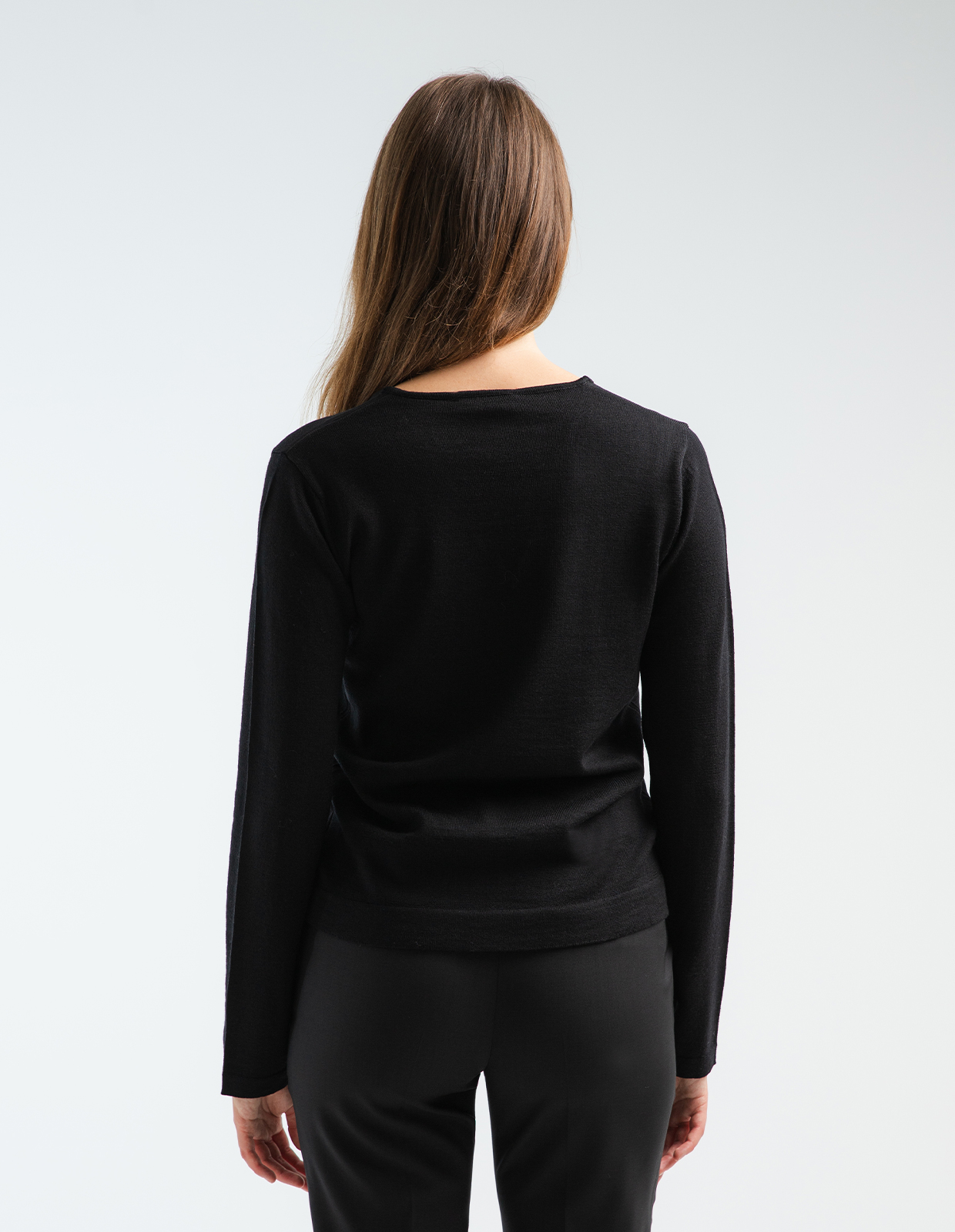 V-ringad Tröja Merinoull Svart