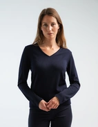 V-ringad Tröja Merinoull Navy