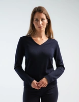 V-ringad Tröja Merinoull Navy