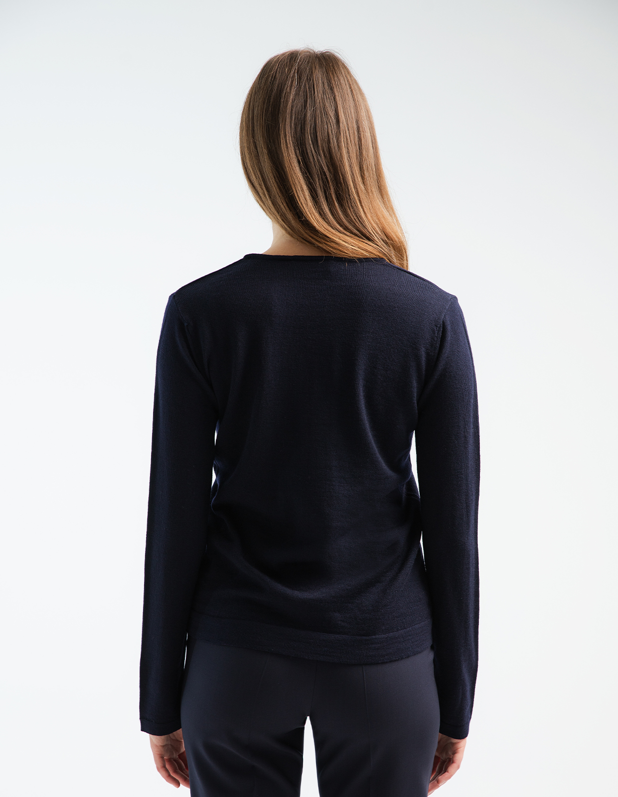 V-ringad Tröja Merinoull Navy