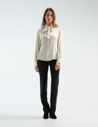 Selma Blus Siden Benvit