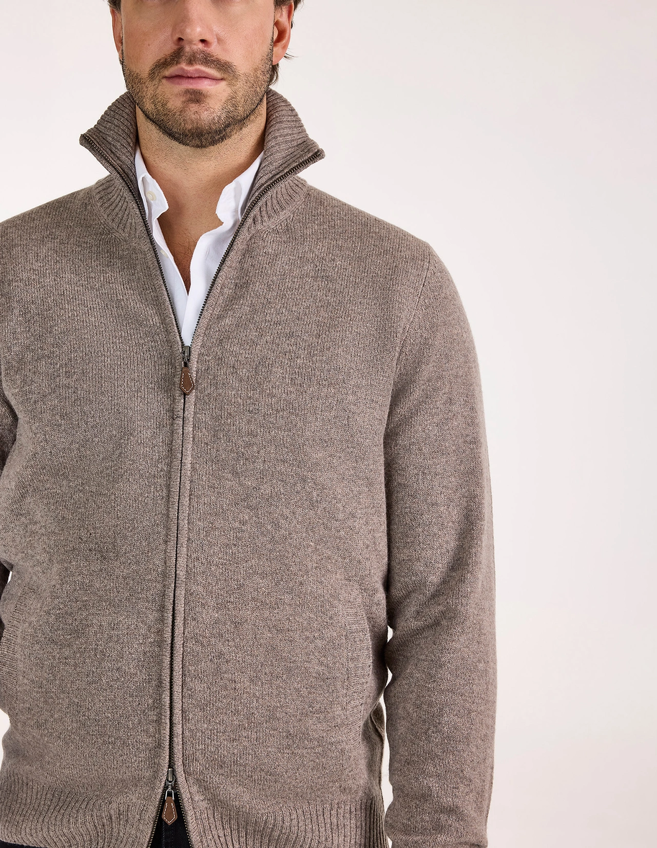 Ballater Cardigan Lammull Gråbeige