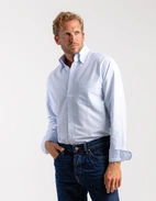 Regular Fit Button Down Oxford Shirt Blå/Vit Randig Stl 44