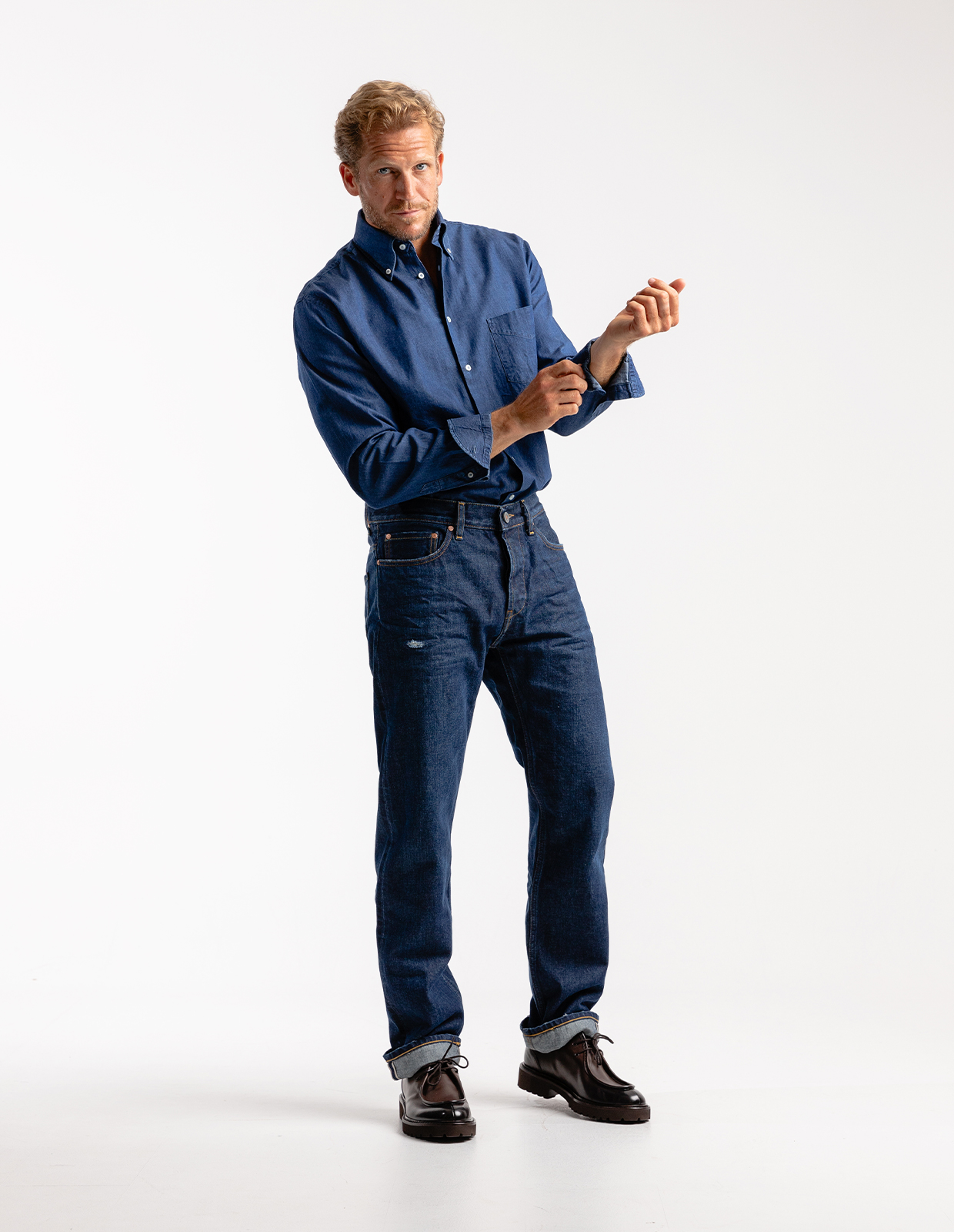 Regular Fit Skjorta Denim Mörkblå 43
