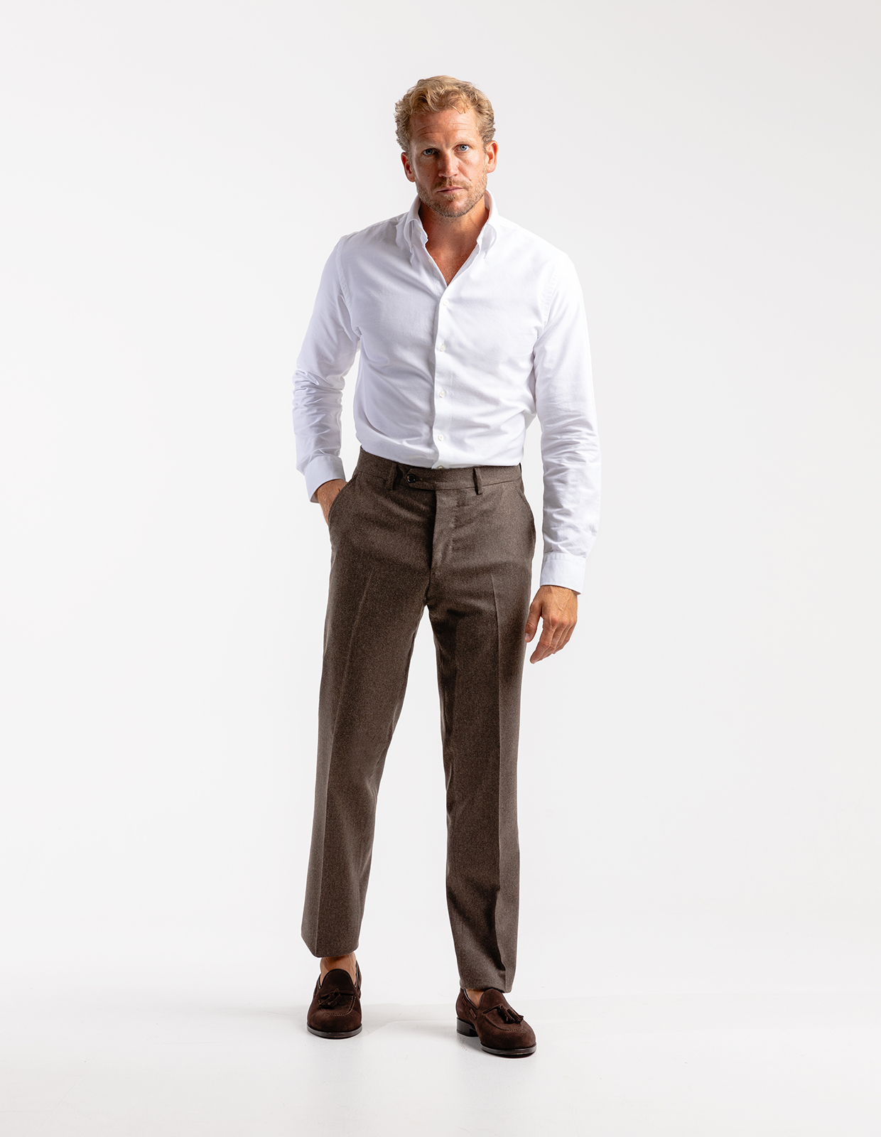 Davide Byxa Flanell Nougat