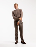 Tröja Rundhals Ull/Cashmere Mörkbrun L