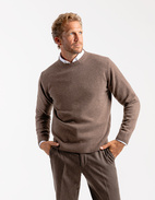 Tröja Rundhals Ull/Cashmere Mörkbrun S