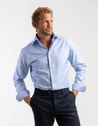 Regular Fit Skjorta Bomull Glencheck Blå Stl 43