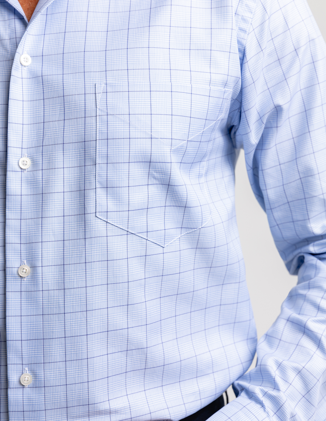 Regular Fit Skjorta Bomull Glencheck Blå Stl 43