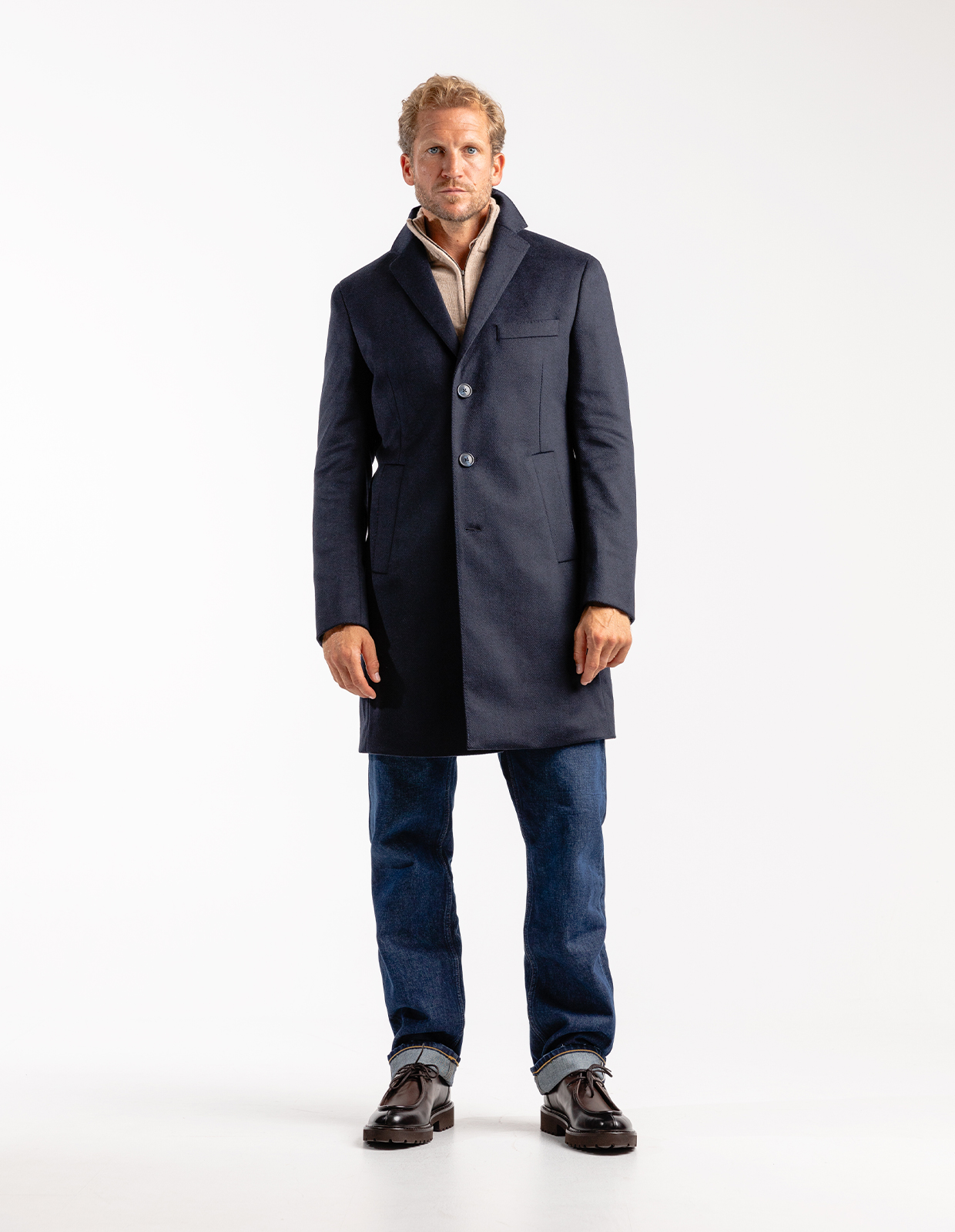 Firenze Rock Ull Fiskbensmönster Navy