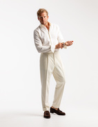 Slim Fit Skjorta Flanell Bomull Cashmere Benvit