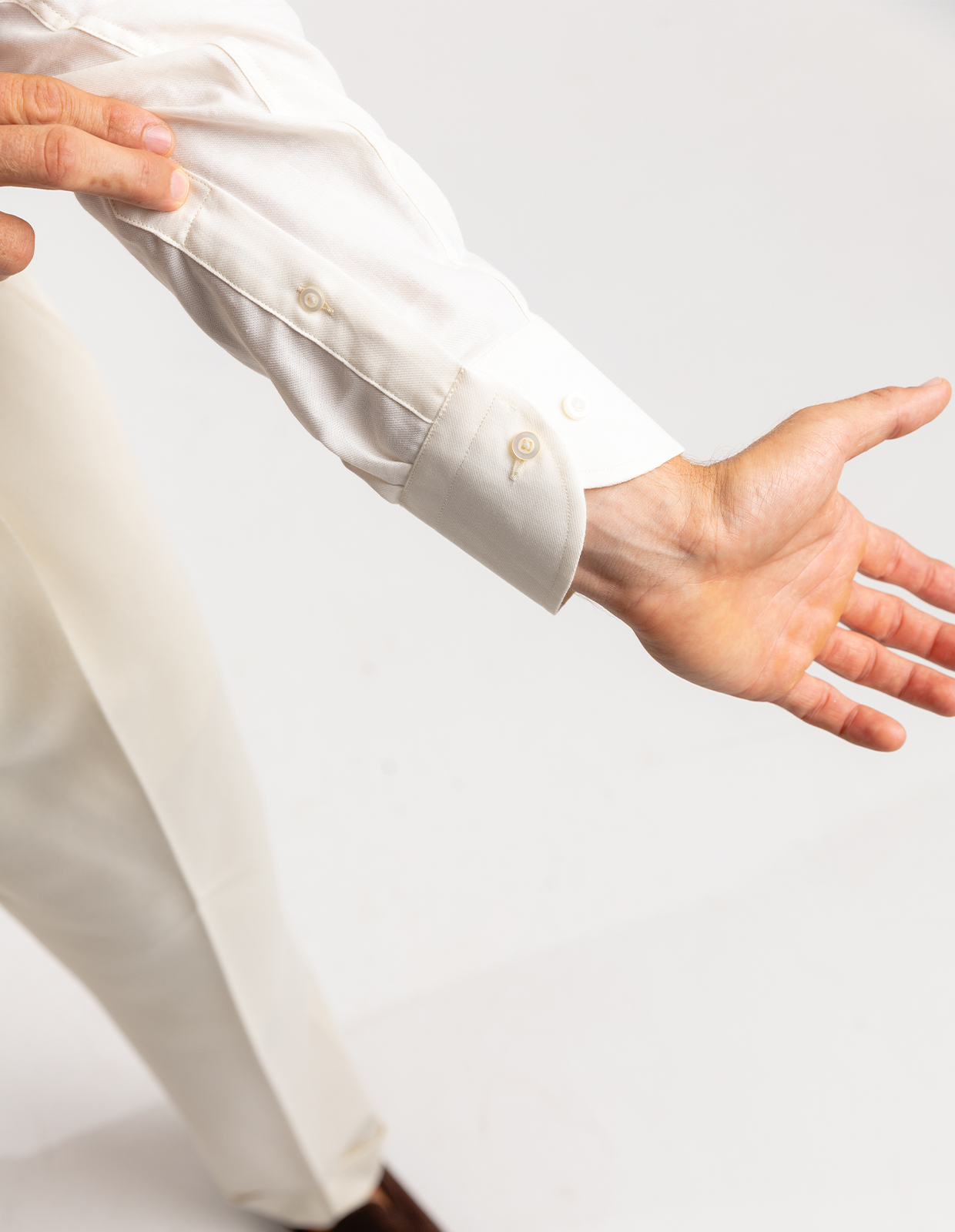 Regular Fit Skjorta Flanell Bomull Cashmere Benvit 38