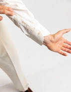 Regular Fit Skjorta Flanell Bomull Cashmere Benvit 38