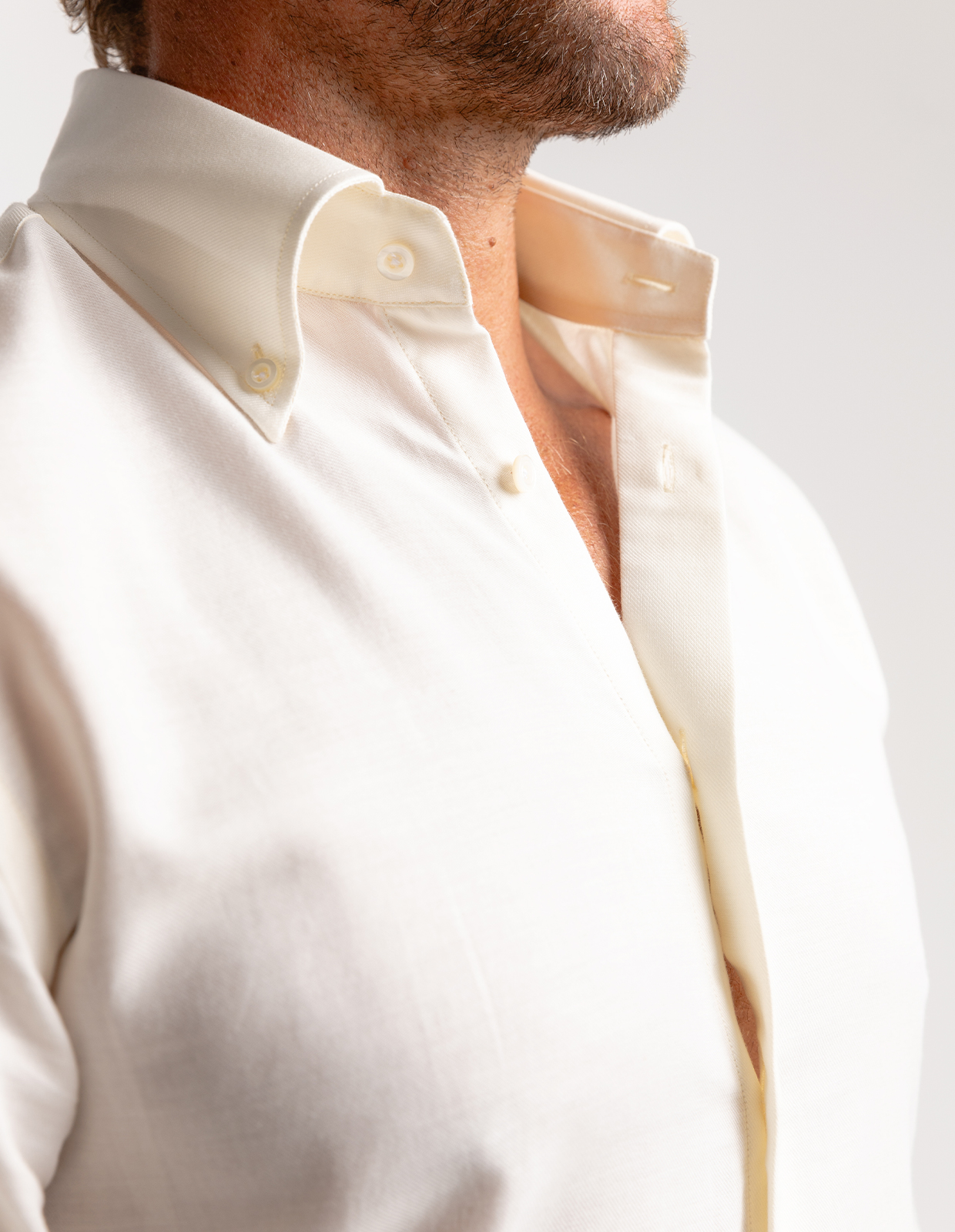 Slim Fit Skjorta Flanell Bomull Cashmere Benvit