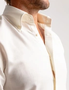 Regular Fit Skjorta Flanell Bomull Cashmere Benvit 38