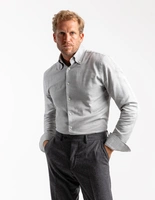 Slim Fit Skjorta Flanell Bomull Cashmere Ljusgrå Stl 40