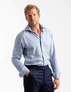 Slim Fit Skjorta Flanell Bomull Cashmere Ljusblå