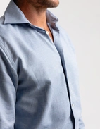 Slim Fit Skjorta Flanell Bomull Cashmere Ljusblå 43