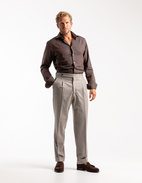 Slim Fit Skjorta Flanell Bomull Cashmere Brun Stl 43