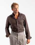 Slim Fit Skjorta Flanell Bomull Cashmere Brun Stl 43