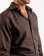 Slim Fit Skjorta Flanell Bomull Cashmere Brun Stl 43