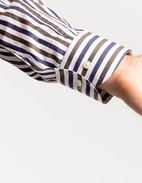 Slim Fit Skjorta Button-down Randig Vit/Navy/Brun