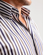 Slim Fit Skjorta Button-down Randig Vit/Navy/Brun