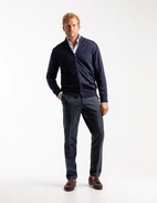 Zip-Cardigan Merinoull Marinblå Stl 3XL