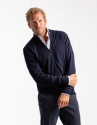 Zip-Cardigan Merinoull Marinblå Stl 3XL