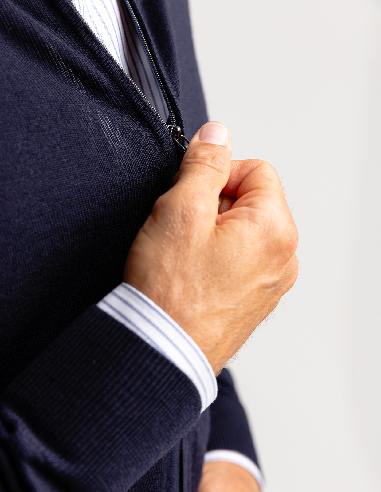 Zip-Cardigan Merinoull Marinblå Stl 3XL