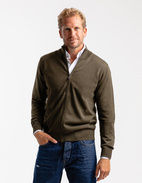 Zip-Cardigan Merinoull Olivgrön Stl 3XL