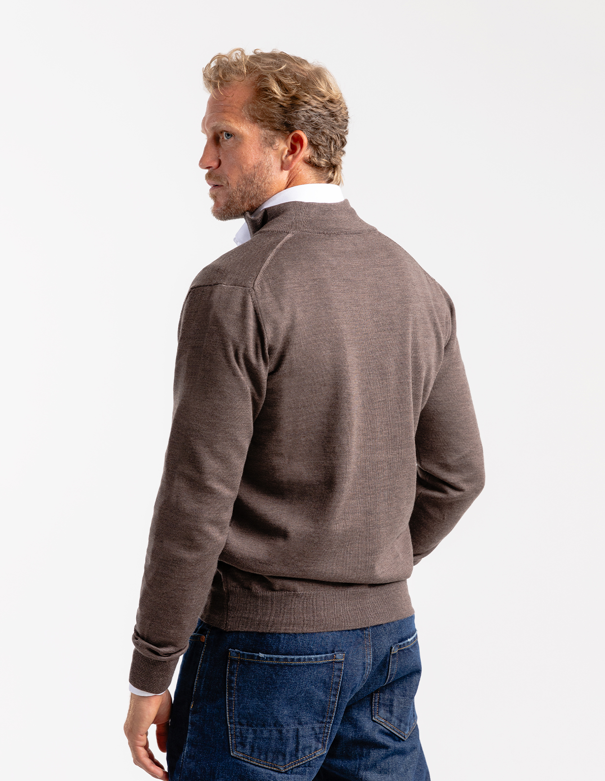 Zip-Cardigan Merinoull Brun