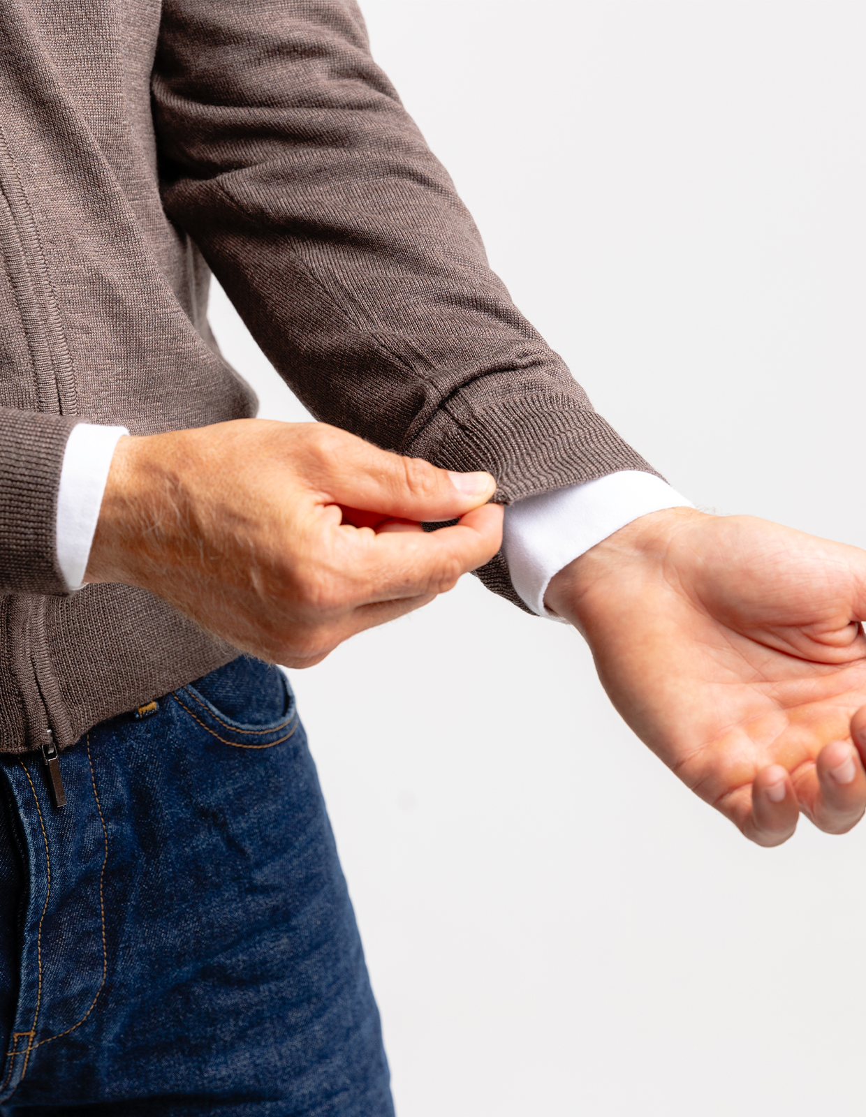 Zip-Cardigan Merinoull Brun Stl M