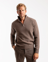 Zip-tröja Ull/Cashmere Brun