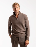 Zip-tröja Ull/Cashmere Brun