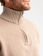 Zip-tröja Ull/Cashmere Beige