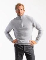 Zip-tröja Ull/Cashmere Ljusgrå