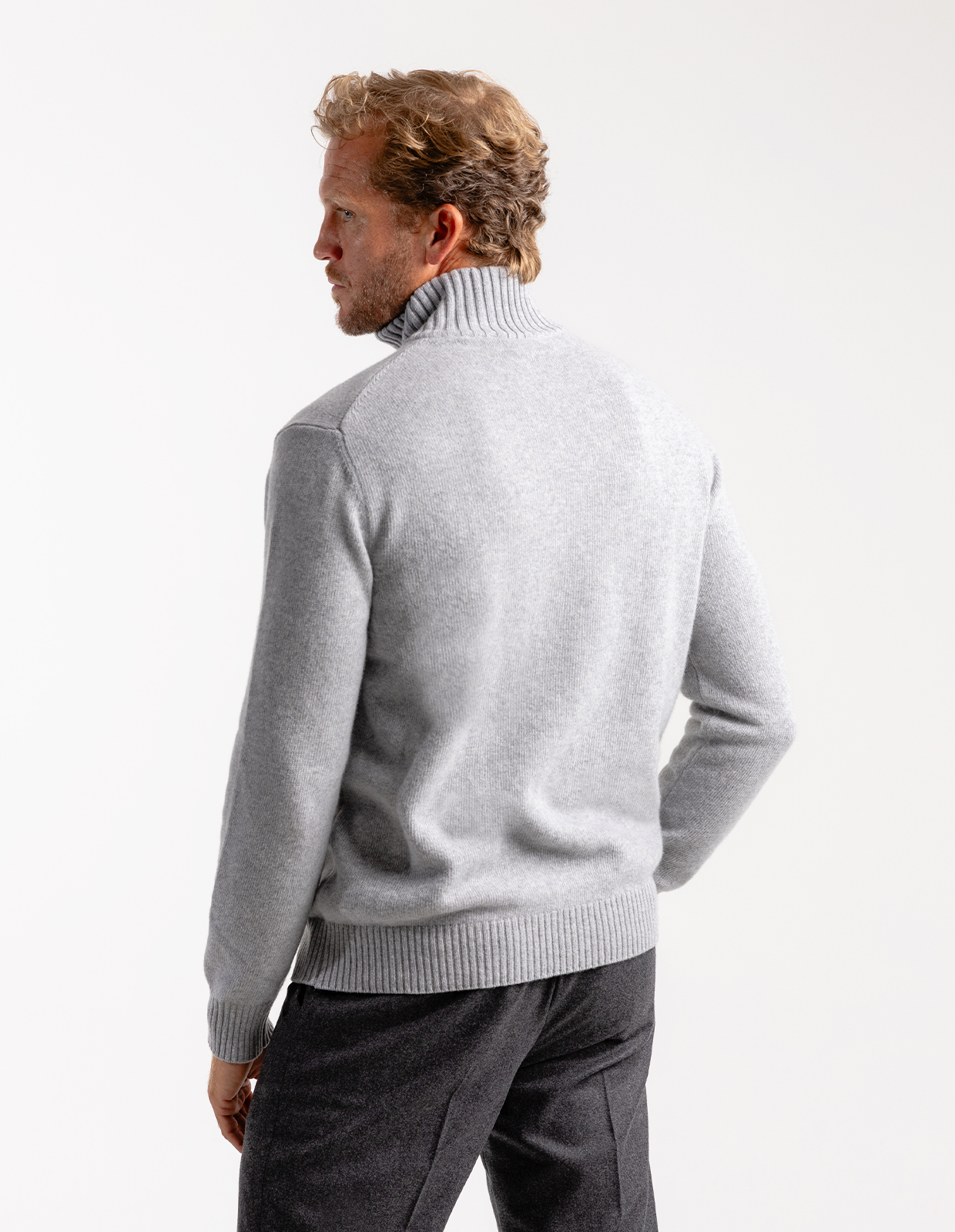 Zip-tröja Ull/Cashmere Ljusgrå