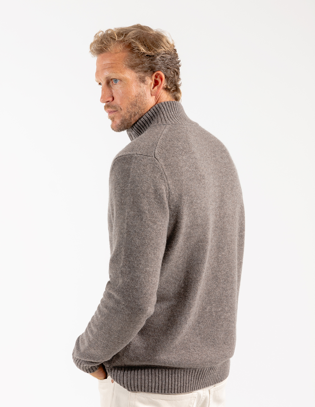 Chunky Cardigan Cashmere Mörkbeige L