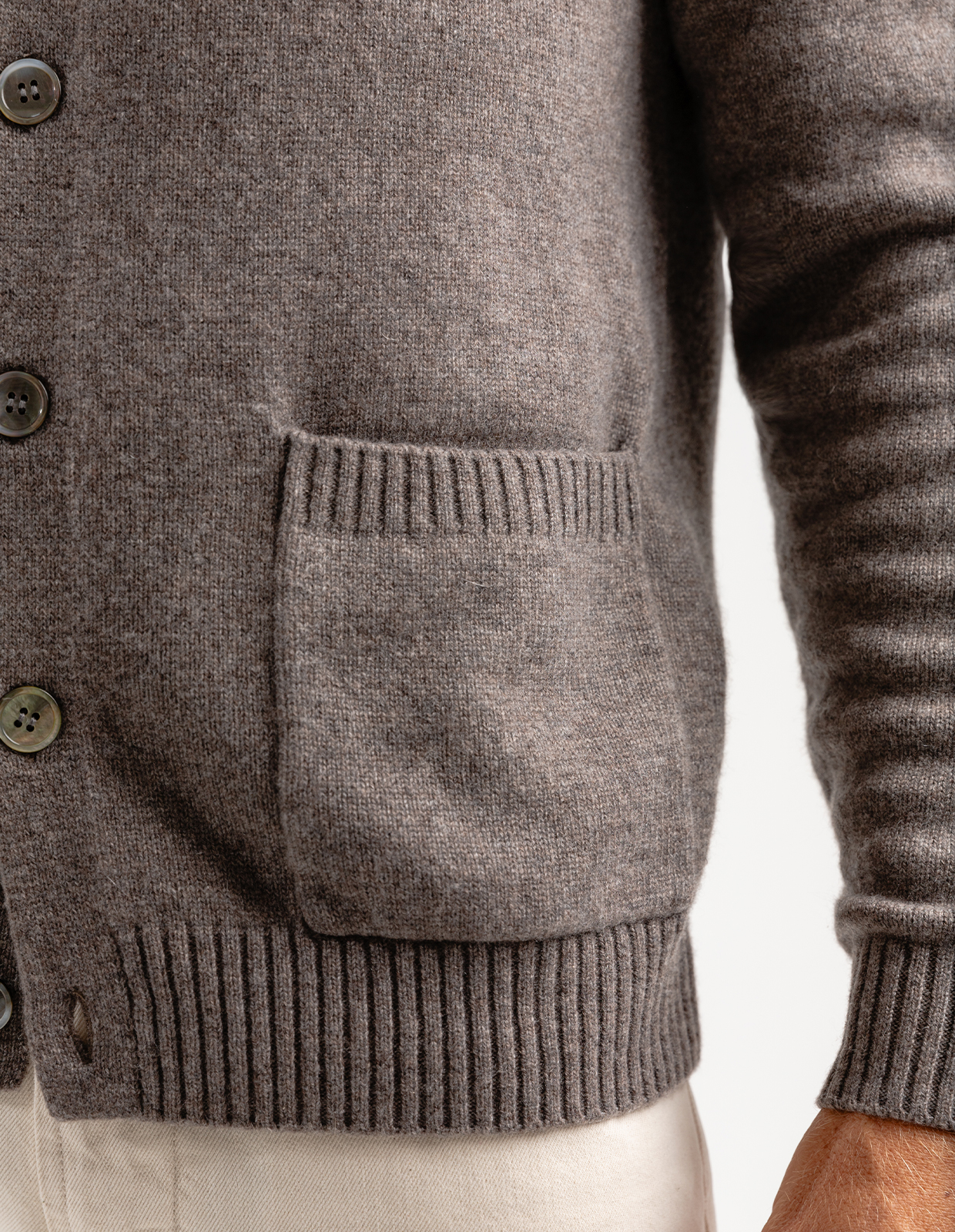 Chunky Cardigan Cashmere Mörkbeige L