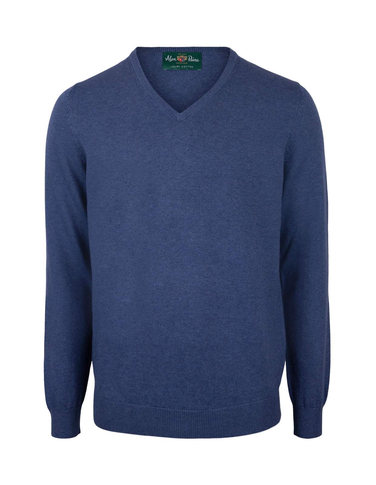 Rothwell Vee Neck Cotton Cashmere Indigo Stl 56