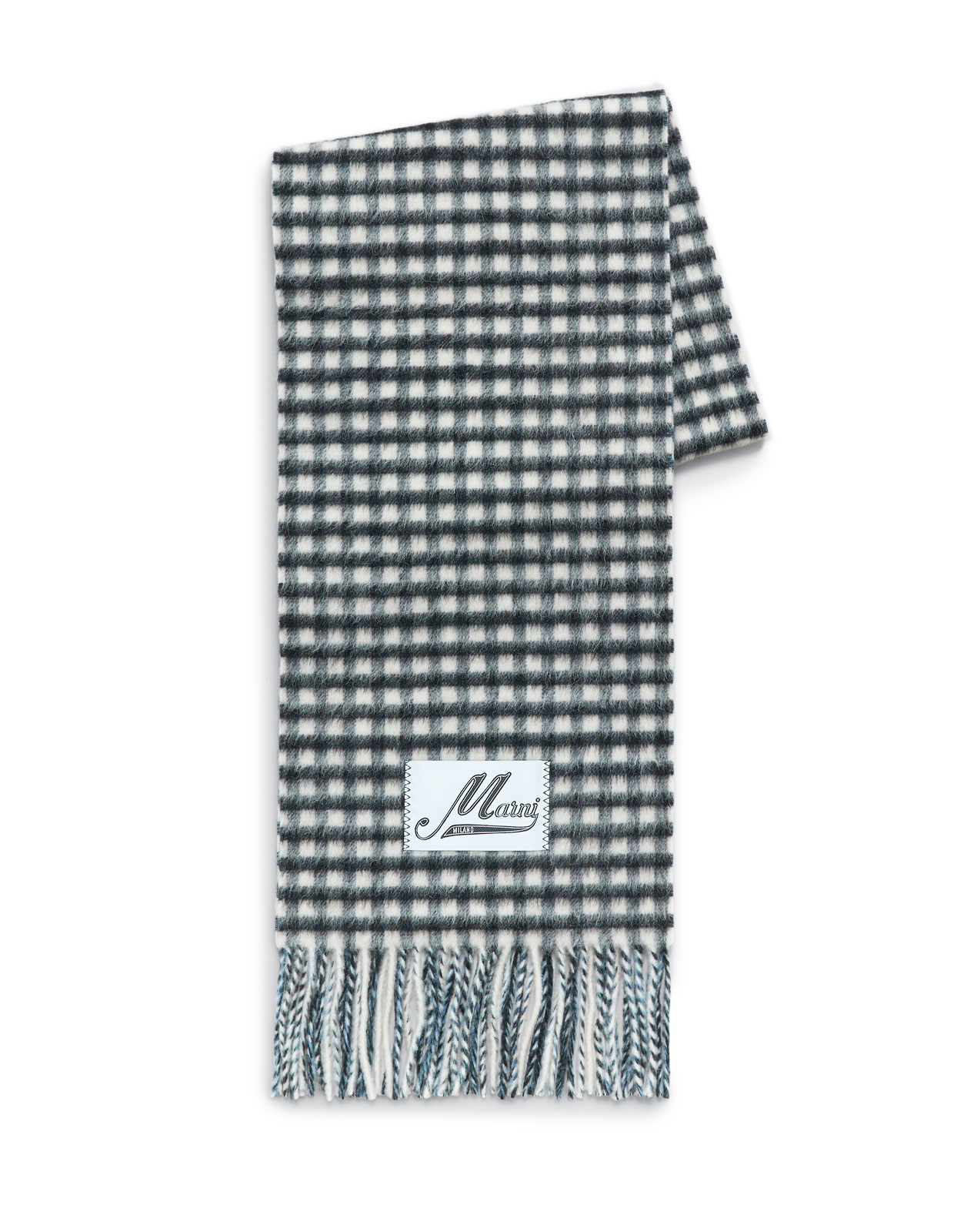 Halsduk Ull Svart/Blårutig One Size