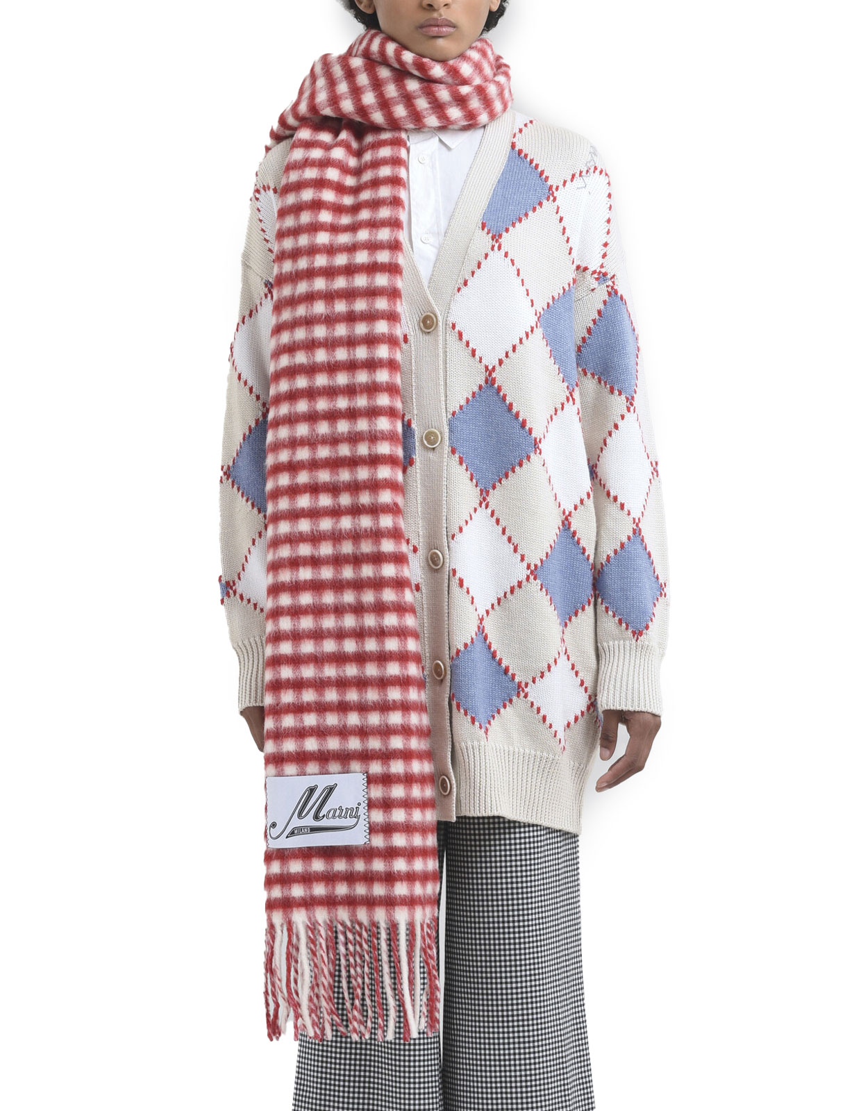 Halsduk Ull Röd/Rosarutig One Size