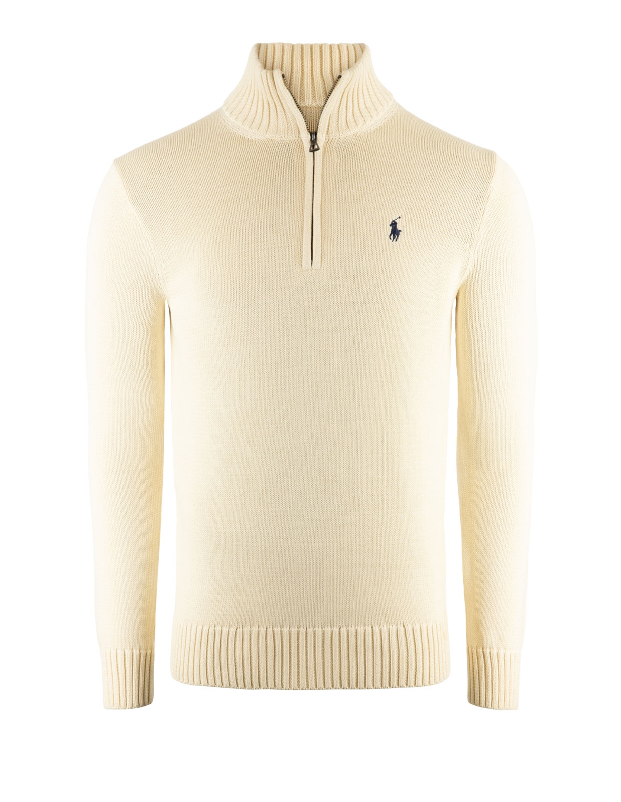 Half Zip Tröja Bomull Benvit