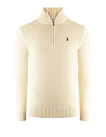 Half Zip Tröja Bomull Benvit