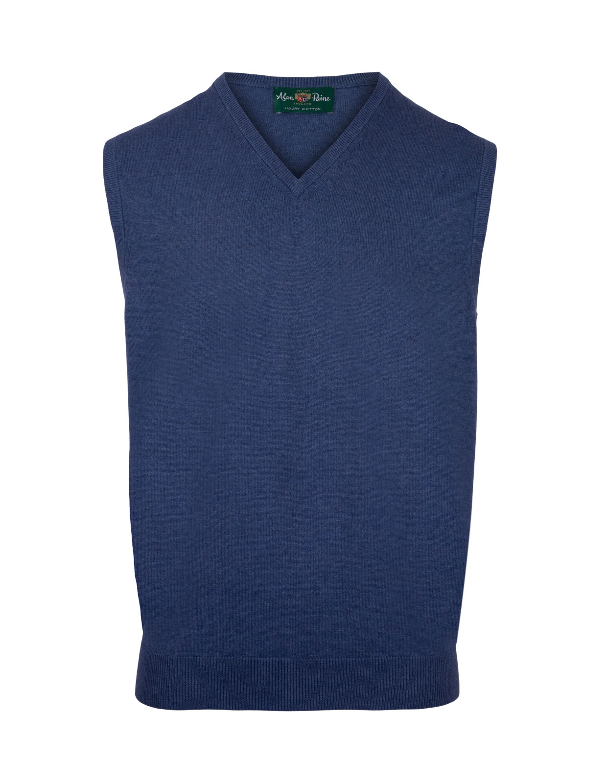 Ellerby Cotton Cashmere Vee Neck Slipover Indigo Stl 50
