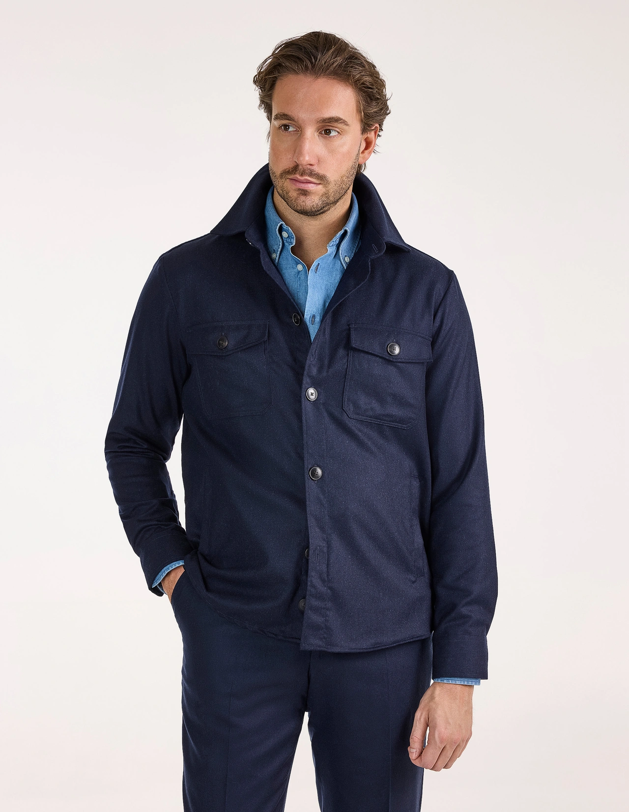 Firenze Overshirt Flanell Marinblå S
