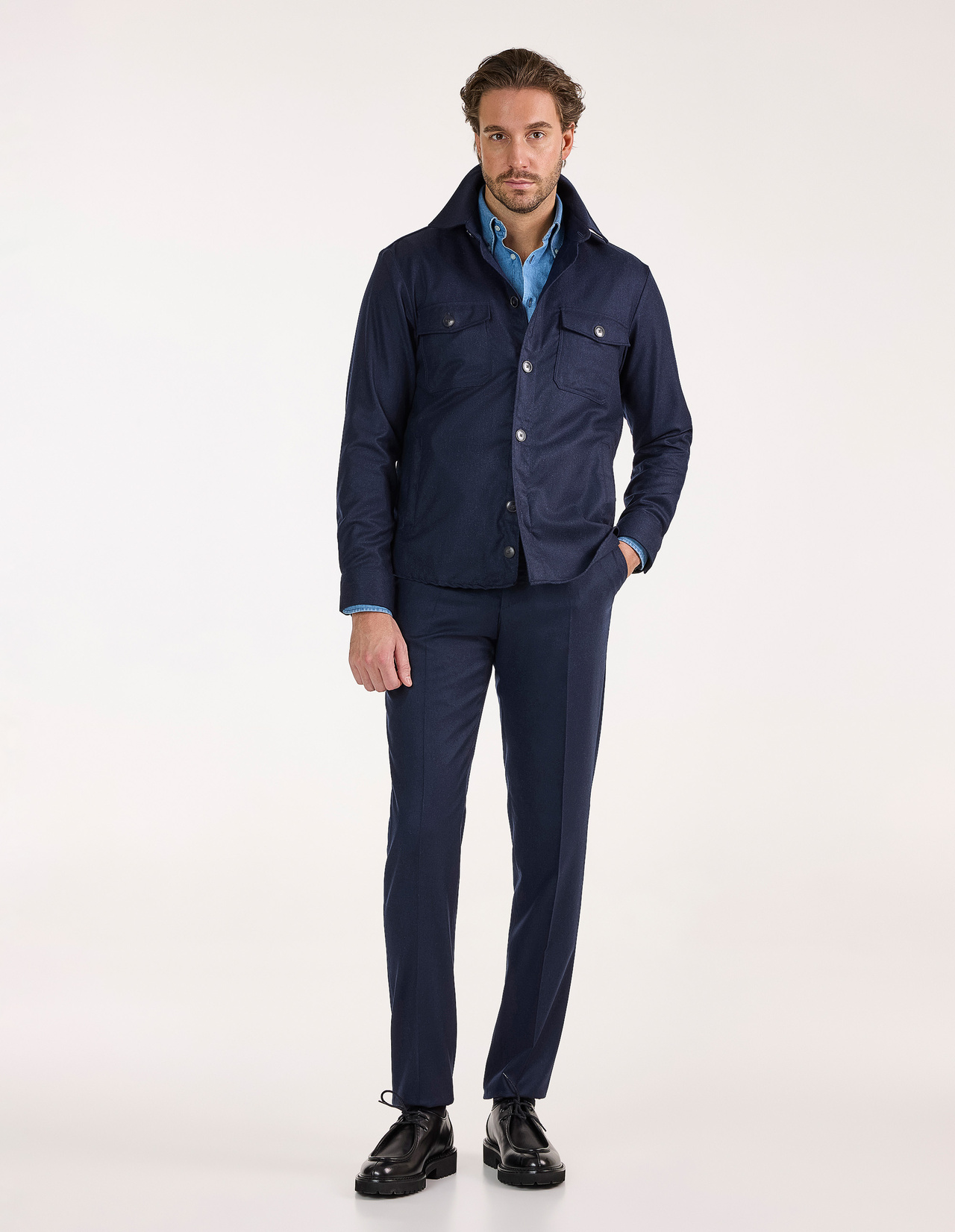 Firenze Overshirt Flanell Marinblå